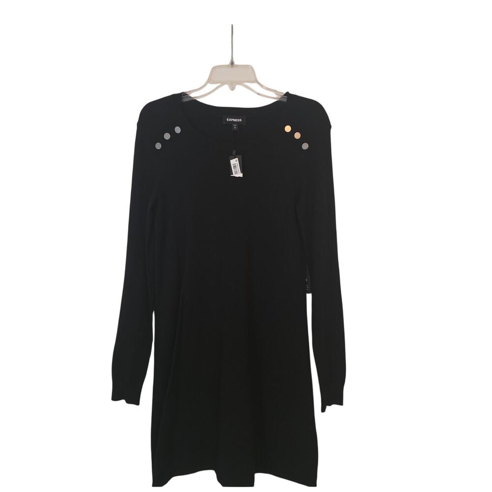 Express Black Lightweight Knee Length Sweater Dress S NEW Classic Neutral